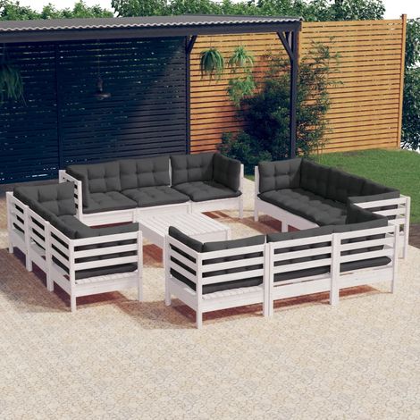 13-tlg. Garten-Lounge-Set mit Anthrazit Kissen Kiefernholz vidaXL (1/5)