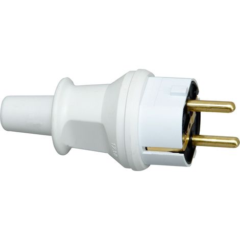 Fiche avec contact de protection KOPP 173002007, grande, avec protection contre la flexion, blanche