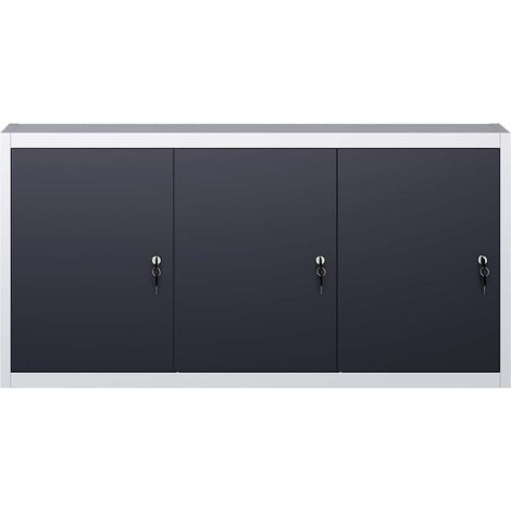 vidaXL Armario de herramientas de pared industrial metal gris y negro (1/2)
