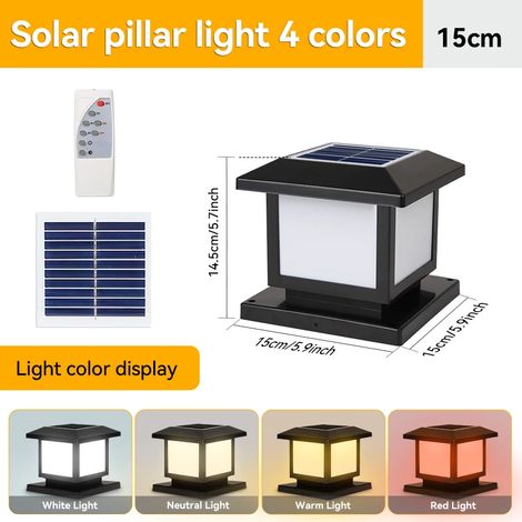 (1 pièce - 15 cm, sans motif) Lampe solaire LED extérieure pilier étanche, décoration paysagère rétro pour maison, jardin, parking et couloir, lumière solaire LED (1/5)