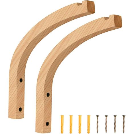 Set of 2 Wooden Plant Hooks, Heavy Duty Wall Hanging Plant Hook, Wall Brackets for Plants, Flower Baskets, Lanterns, Indoor and Outdoor, Garden Ornaments (1/5)