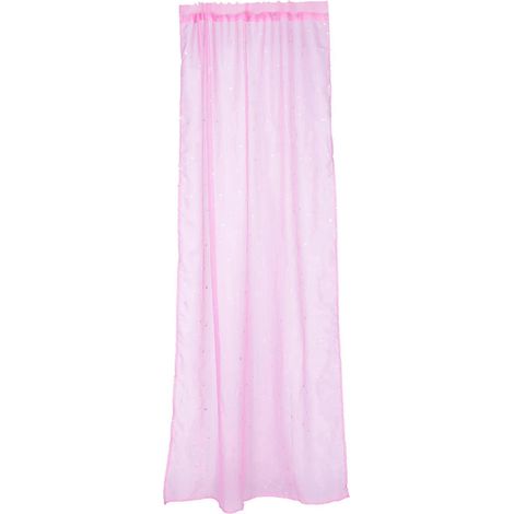 Rideaux transparents à œillets, motif étoiles argentées romantiques, pour chambre de fille. Rideaux fins et élégants.-Pink (1/3)
