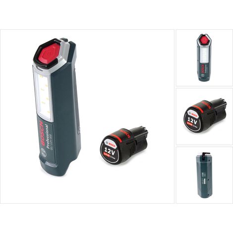 Bosch – Lampe sans fil 12V 300lm avec batterie 2.0Ah – Crochet et 4 positions – Éclairage pour espaces confinés