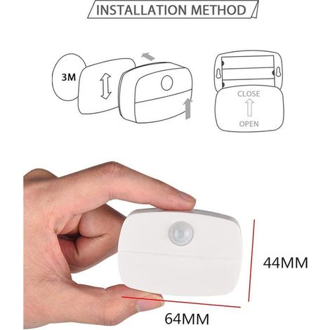 Set di 4 luci notturne da interno con rilevatore di movimento, alimentate a batteria da 3 A, per armadio, scale, corridoio, cucina, camera da letto (1/4)
