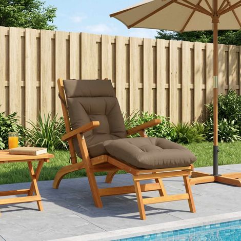 vidaXL Coussin de transat VIANEN 100 % polyester Taupe 200 x 50 x 8 cm (1/5)