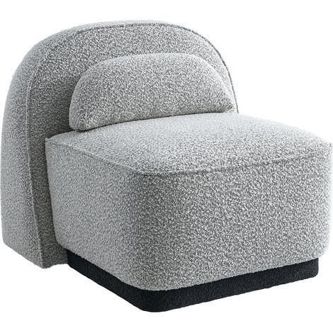 BERY - Fauteuil pivotant en tissu bouclette gris (1/5)