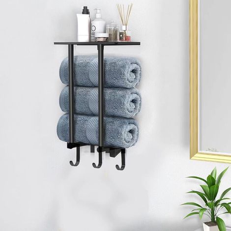 Porte-serviettes mural de salle de bain avec crochet de rangement support de multifonctionnel 4151854cm 518.54cm (1/4)