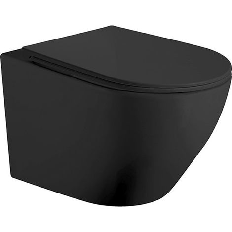 Inodoro Suspendido Empotrado Rimless  Negro Mate  Vater Colgante de Cerámica Montaje a Pared (1/5)