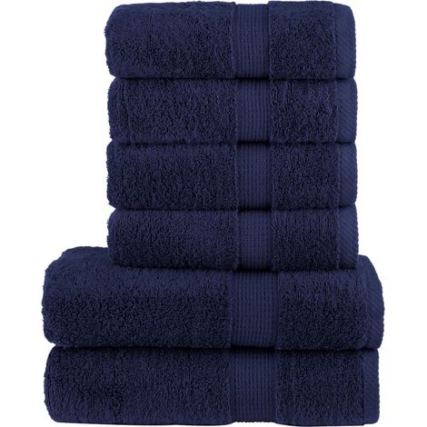 Juego de toallas premium SOLUND 6 unidades azul marino 600 gsm vidaXL