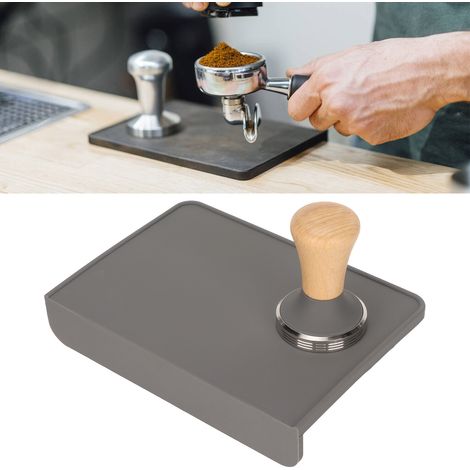 Tapis de tassement de café extra large, marteau assorti, tapis en silicone, tapis de tassement anti-poussière, tapis de tassement gris + marteau, diamètre 58 mm (1/5)
