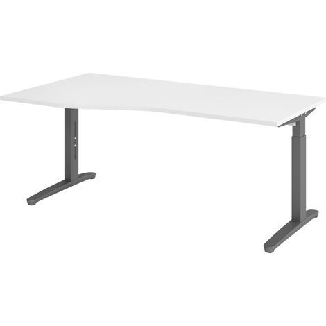 bümö Schreibtisch Serie-XB Freiform: 180 x 100 cm  Weiß Graphit