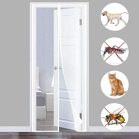Moustiquaire Porte Magnétique - Blanc - 90 x 210 cm - Fermeture Automatique - Maille Ultra Fine - Anti Insectes (1/4)