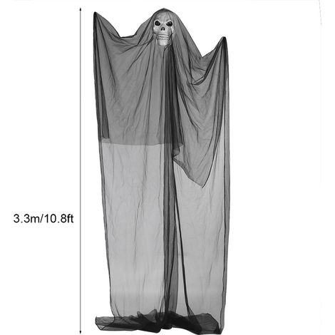 Décoration Halloween Suspendue Squelette Effrayant - Série Hangers - Skull Articulé 3.3x2m - Mesh Gauze pour Porte, Bar, Fête (1/5)