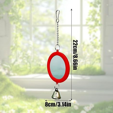 Miroir pour oiseaux, avec clochette, jouet interactif pour perruches, calopsittes, canaris, perruches, perruches, perruches, accessoires (rouge) (1/4)