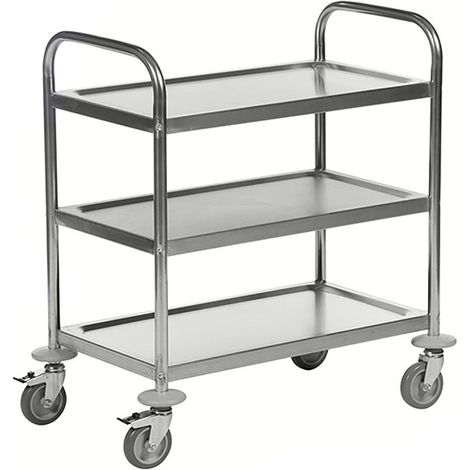 Desserte inox 3 plateaux (Lxl) : 630x400mm - Charge max 100kg - KM60351 (1/5)