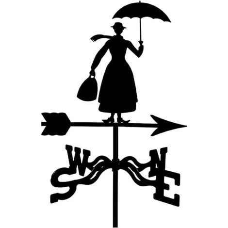Métal Girouette Décoration, Design Rétro Homme avec Parapluie Indicateur de Direction Outil de Mesure pour Jardin sur Le Toit extérieur Girouette Jardin Stake (1/5)