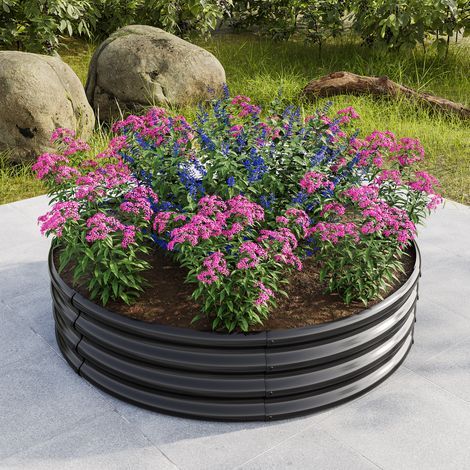 Jardinera elevada galvanizada, jardinera redonda para exteriores, ideal para horticultura, verduras, frutas y flores. (1/5)