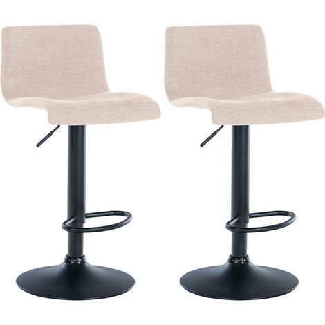 Set di 2 sgabelli da bar dal design semplice con poggiapiedi in tessuto crema, gambe in metallo nero 100004051
