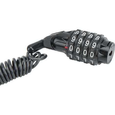 Câble antivol moto universel avec serrure à code et mousqueton noir