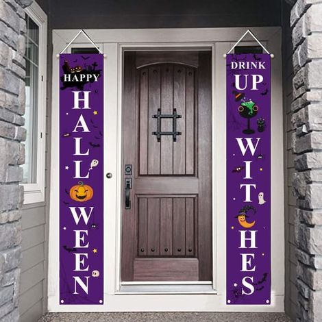 Halloween-Dekoration – Türschild mit Spruchpaar – Strapazierfähige Hängebanner für Zuhause