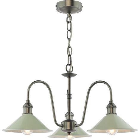 Dar Hadano Suspension Hadano à 3 lumières, finition chrome antique et taupe mat