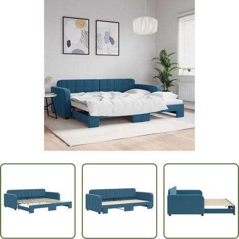 vidaXL Sofa-Bett - Tagesbett Ausziehbar Blau 90x200 cm Samt (1/5)