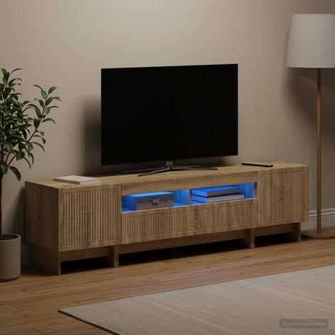 vidaXL 3 Piece LED TV Cabinet EDE Sonoma Oak Engineered Wood (1/5)