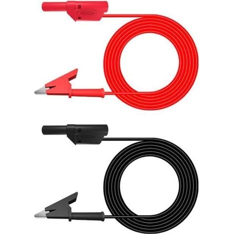 Multim¨¨tre empilable fiche Banane ¨¤ Pince Crocodile Fils de Test pour Tests ¨lectriques de Laboratoire - 1 m (Noir et Rouge) 4 mm 2 pi¨¨Ces (1/5)