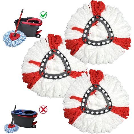 Adatto per testine per mocio compatibili con la testina di ricambio in microfibra Vileda 2-in-1 Turbo Mop (rossa, confezione da 3) (1/5)