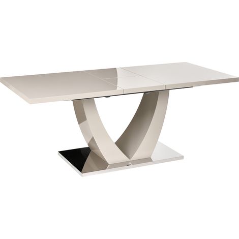 Mesa de comedor moderna extensible con tablero rectangular de MDF 160/200 x 90 cm comedor cocina beige claro Merran (1/5)