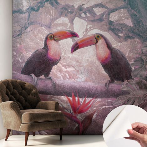 Selbstklebend Tapete modern Wohnzimmer - Wanddekoration - einfach anzubringen Exotisches Paar 250x250 cm (1/5)