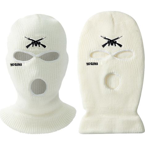 Bonnet tricoté 3 trous avec lettre brodée, cache-visage chaud pour ski, cyclisme, course en extérieur, blanc (1/5)