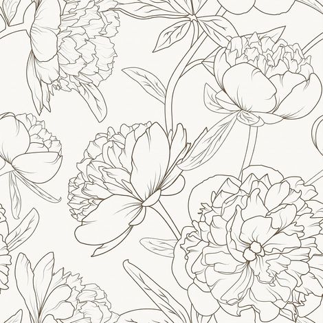 Papier Peint Fleuri Beige Croquis Pivoine Papier Peint Adhesif Mural Fleur Beige Bohème 44,5 x 300 cm Rouleau Adhesif pour Meuble Chambre Salle de Bain Revetement Mural Decoratif Armoires (1/5)