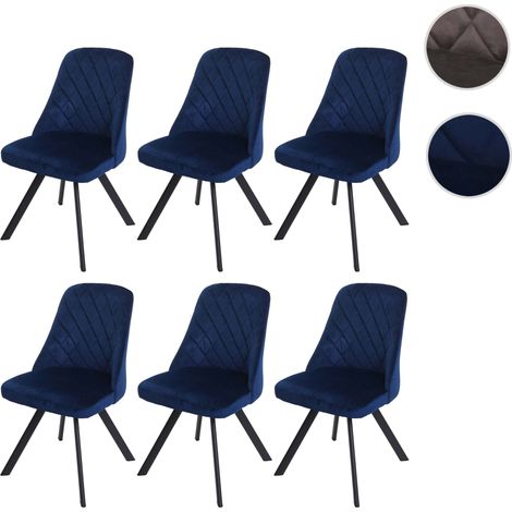Lot de 6 chaises de salle à manger HWC-K25, chaise de cuisine, métal velours brun foncé (1/5)