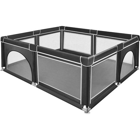 Baby Laufstall rechteckig 180 x 150 x 66 cm Babybett Babylaufstall bis inkl. Tragetasche, schwarz (1/5)