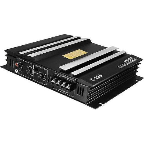 Amplificateur de voiture C-236 3800W, 2 canaux, alliage d'aluminium noir, amplificateur audio stéréo haute puissance pour voiture, compatible avec les caissons de basses de voiture (KNS) (1/5)