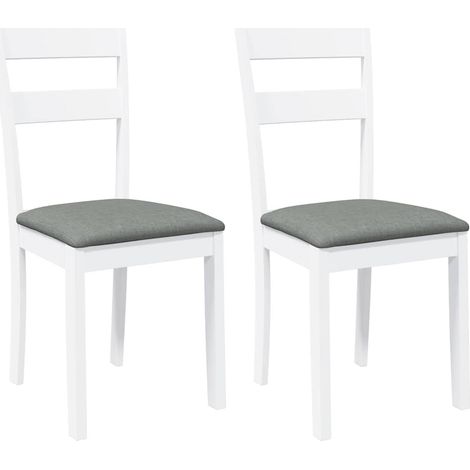Lot de 2 Chaises à manger，Chaise de cuisine coussins blanc bois massif caoutchouc CFW51024 (1/5)