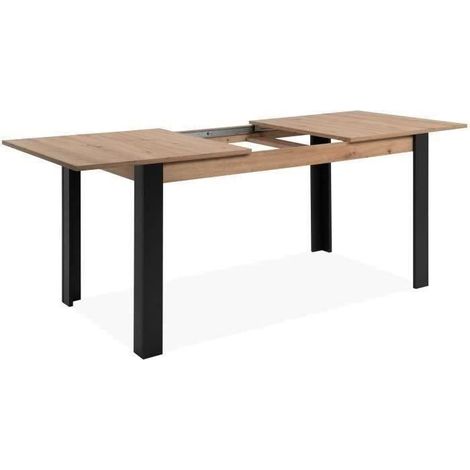 Table extensible 150-200 x 75 x 80 cm – Chêne noir – Capacité jusqu'à 10 convives – Design industriel moderne – 1000Brico (1/5)