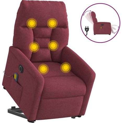 Chaise de massage électrique à 3D avec chauffage, tissu en similicuir rouge vin, fonction de roulement cervical et lombaire, réglage de l’intensité, pour usage domestique (1/5)