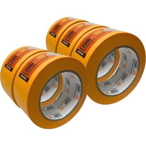 Zulu Precision Outdoor/Indoor Yellow Painters Masking Tape - 50mm x 50m (2-6 months), 5 Pack (1/2)
