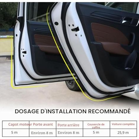 Joint d'étanchéité universel pour voiture de 32 pieds/10 mètres, bande d'étanchéité en caoutchouc autocollante pour porte de voiture, pour fenêtre, porte, capot moteur, isolation phonique (1/4)