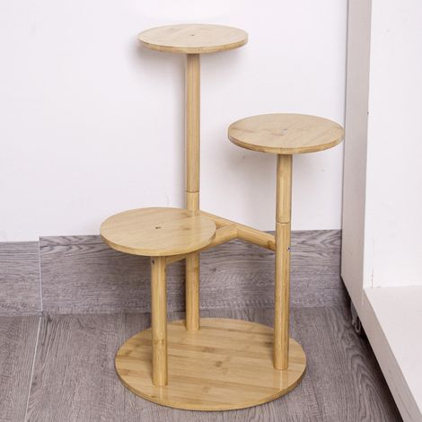 Support à plantes en bois moderne et minimaliste : étagère à fleurs à niveaux pour petits espaces (1/3)