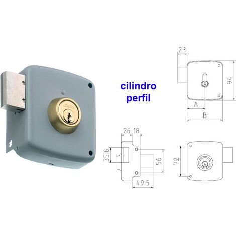 mcm cerradura sobreponer 2524p-100-dcha pintada cilindro perfil