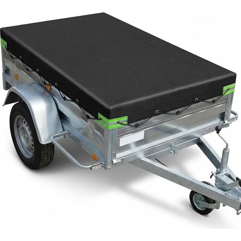 Bâche Remorque avec Corde Bâche - 258x135x8CM - Matériau PVC 420D Renforcé - pour Remorques de Voitures de 500KG - 750KG, Noir (1/5)