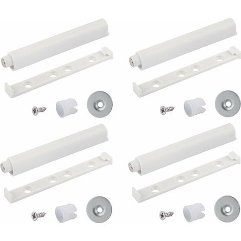 – Loqueteau magnétique pour meuble – 4x mécanisme d'ouverture sans poignée – En plastique blanc – Pour portes et tiroirs (1/3)