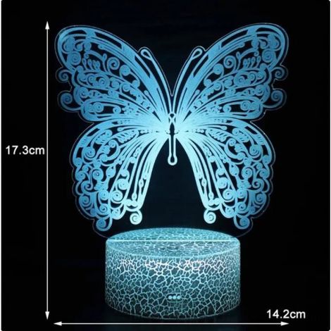 1 Veilleuse LED 3D Papillon, télécommande 16 couleurs, base acrylique ABS, décoration maison, cadeau (1/4)