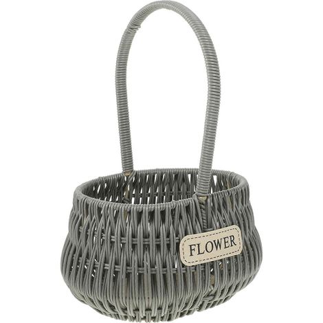 Paniers tressés à la main, style rustique, décoration de mariage, fête ou maison, gris, 20 x 15 cm, composition florale, 1 lot (1/5)