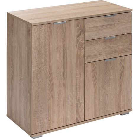 CASARIA® Alba Sideboard Cabinet Cupboard Bookcase Storage Unit Chest of Drawers  Oak Effect or White  DB121 - Oak (1/5)