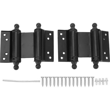 Charnière de porte à double action en acier inoxydable à fermeture automatique, ouverture bidirectionnelle, fixations noires, charnière de porte de café-bar (1/5)