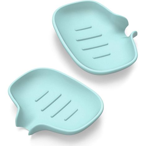 Support À Savon En Silicone - Bac De Drainage Intégré - Pour Salle De Bain Cuisine Douche Baignoire - 2 Pièces (1/5)